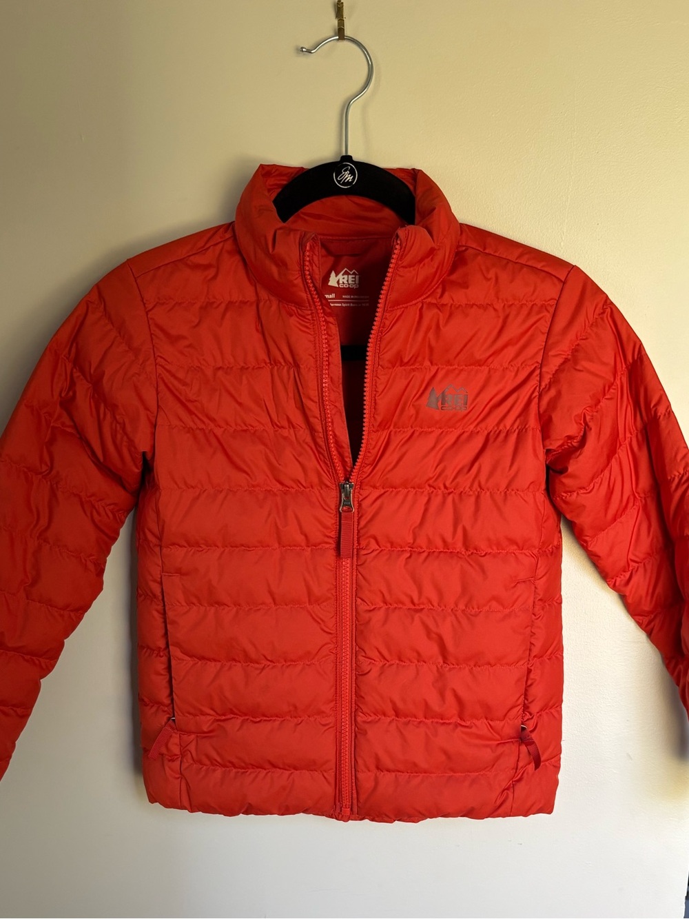 REI Co-op Kids 650 Down Jacket Small 8 Orange Red Puffer Packable